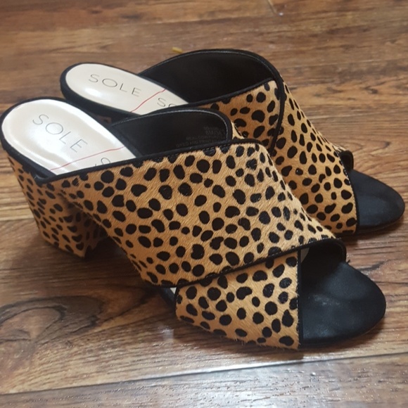 sole society leopard mules